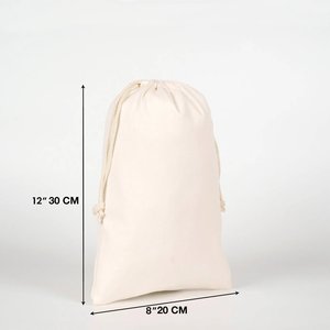 Custom Logo Cotton <b>Drawstring</b> <b>Pouch</b> 8 X 12\" Laminated (20 X 30 Cm) for Storage Clothing Watches Bracelets 4 oz Capacity Screen - Product Image 3