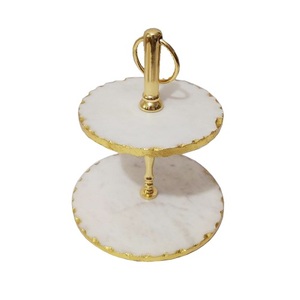 Top Tendance Restaurant Hôtel Fournitures Fêtes Célébration 2 Niveaux Arrondi Gâteau Stand Marbre Gâteau Stand Pour La Fête D'anniversaire - Product Image 2