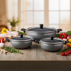 Wok (Karahi) en acier au carbone de qualité supérieure antiadhésif - Plusieurs tailles et couleurs - Poêle chinoise double avec couvercle en bois pour la cuisson en hôtel - Product Image 2