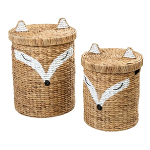 Panier en jacinthe d'eau en forme de renard écologique-Panier de rangement naturel et artisanal avec un design de renard ludique pour votre maison - Product Image 1