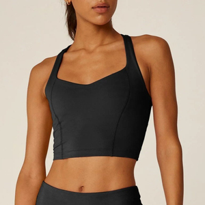 ผู้หญิงแขนกุดโยคะBasic Tank Crop Tops VคอออกกําลังกายฟิตเนสสบายๆRacerbackกีฬาBra - Product Image 1