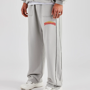 Pantalones de hombre de cintura elástica lavada de Algodón 100% con paneles laterales de pierna ancha holgada hecha a medida - Product Image 4