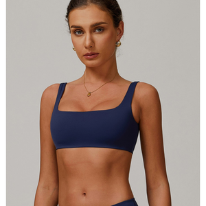 Sujetador deportivo Maeve azul marino de alta calidad elegante escote cuadrado y espalda transpirable secado rápido alto impacto mujeres gimnasio Fitness Sujetador deportivo - Product Image 1