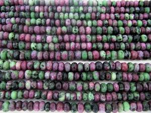 Cuentas facetadas de zoisita de rubí genuino natural, tamaño de 7-8mm, Color verde, hebra de 8 pulgadas, cuentas de piedras preciosas por hebra - Product Image 4