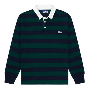 Chemise de Rugby Tricotée avec Logo Brodé Personnalisé d'Usine Polo de Rugby Vert à Manches Longues Streetwear de Haute Qualité Polos de Rugby en Coton - Product Image 4