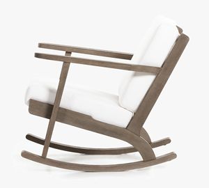 Ramlan Solid Teak Wood Rocking Chair Simple Rustic Design with Thick Gray Cushions for Bedroom or Apartment - Product Image 4