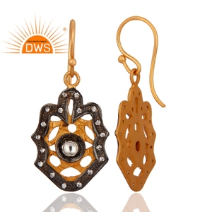 Boucles d'oreilles en cristal et zircon blanc en gros, plaquées or 22 carats, boucles d'oreilles pendantes en argent sterling faites à la main, bijoux - Product Image 4