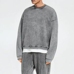 Sudadera Extra Grande de Estilo Urbano Vintage, de 400 g/m², con Hombros Caídos, Cuello Redondo, Lavado Ácido, para Hombre - Product Image 2