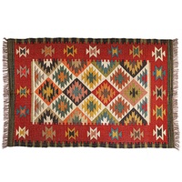 Alfombras Kilim de Yute y 100% Lana de la Mejor Calidad con Bordado Geométrico de Diseño Vintage de Lujo Tejidas a Mano y Felpudos al por Mayor