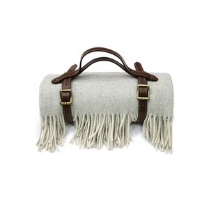 High-Quality Wool <b>Blanket</b> Ivory Herringbones Design by Indian Manufacturer - Product Image 1