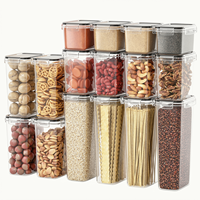 Contenants de stockage alimentaire hermétiques en plastique, bocaux de rangement pour garde-manger avec couvercles pour céréales, bonbons, pâtes