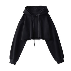 Premium Women's Cropped Sweatshirt Hooded <b>Fleece</b> <b>Top</b> Custom Branding Bulk Streetwear Pullover OEM Supply - Product Image 2