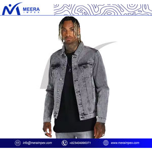 2025 conception personnalisée couleur gris uni hommes veste en jean logo imprimé personnalisé tissu respirant surdimensionné veste en jean pour hommes - Product Image 2