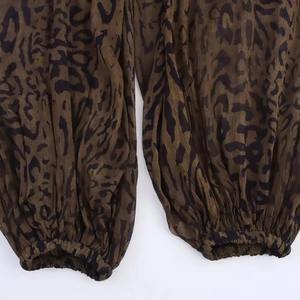 กางเกงขากว้างของผู้หญิงแฟชั่นใหม่ฤดูใบไม้ร่วงและฤดูหนาวพิมพ์ลายทางกางเกงเอวสูงพอดีตัวทรงหลวม - Product Image 5