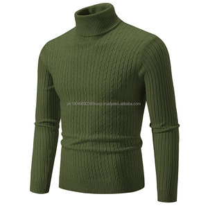 Nouveau pull col haut pour hommes couleur unie pull tricoté chaud décontracté col roulé sweatwear laine hommes hiver extérieur hauts - Product Image 3