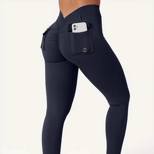 Mallas deportivas de cintura alta para mujer, pantalones de motorista con bolsillos, mallas suaves para gimnasio, Fitness, ciclismo, entrenamiento - Product Image 1
