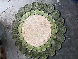 Tapis tressés en jute de couleur jute, motif floral, fabriqués à la machine, teinture écologique, antibactérien, antidérapant, poil ras - Product Image 2