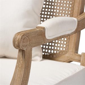 Keylika Traditional Eco-Friendly Wooden Accent Chair Caned Back <b>Armchair</b> Upholstered Seat <b>Single</b> Sofa for Living Room Hotel - Product Image 4