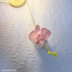 Fleur artificielle Phalaenopsis au crochet, tissée à la main, bouquet DIY fini, fleur éternelle, cadeau de vacances, modèle - Product Image 6