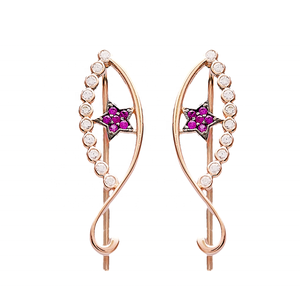 Ruby Star White Zircon Stone Eye Design <b>Cuff</b> <b>Earring</b> Wholesale 925 Sterling Silver Turkish Jewelry - Product Image 1