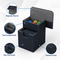 Boîte de rangement pour cartes en cuir PU avec tiroir à dés, boîte magnétique pour cartes, capacité de 80+ cartes pour MTG Pokemon YuGiOh, 12 couleurs
