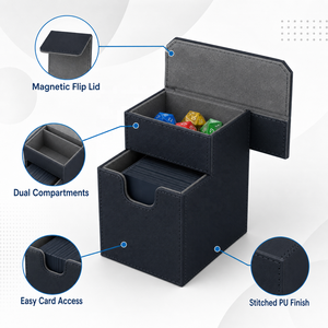 Boîte de rangement pour cartes en cuir PU avec tiroir à dés, boîte magnétique pour cartes, capacité de 80+ cartes pour MTG <span class=keywords><strong>Pokemon</strong></span> YuGiOh, 12 couleurs - Product Image 4