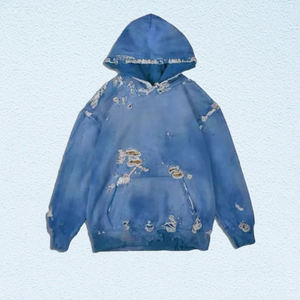 Hip Hop Acid Wash Strass À Capuche Personnalisé Soleil Faded Surdimensionné Pull Noir Hommes Hoodies - Product Image 2