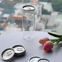Bouteille transparente en PET pour jus, thé et boissons 250ml/330ml/500ml/650ml avec couvercle en aluminium à anneau de traction, scellage facile à ouvrir, impression numérique
