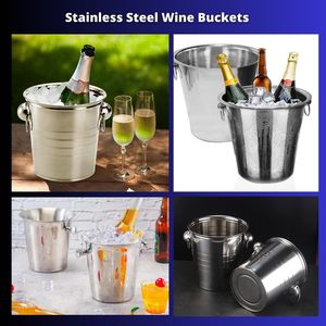 2025 vente chaude en acier inoxydable Champagne seau argent vin et bière baignoires de refroidissement Bar seaux à glace Barware barman outils - Product Image 4