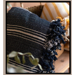 Cubrecama 100% Algodón Natural Azul Marino y Blanco a Rayas 240x260cm, Cubrecama Tejido Tipo Pike para Uso Doméstico - Product Image 6