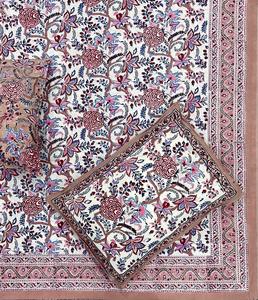 Drap de lit 100% coton Jaipuri fabriqué à la main avec taie d'oreiller ensemble main bloc imprimé drap de lit en coton doux avec motif de bordure - Product Image 2