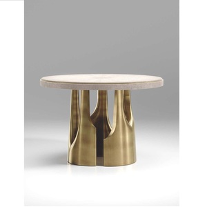 Estilo sala de estar muebles redondos modernos patas de metal plateado mesa auxiliar de metal moderno - Product Image 1