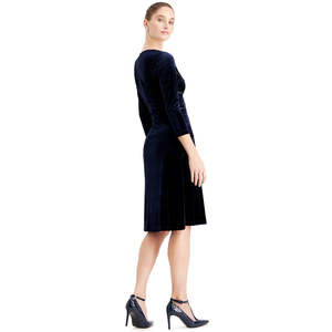 Abito da donna Connected blu navy taglia 8 con spilla in velluto e strass, confortevole, linea ad A, vita naturale - Product Image 2