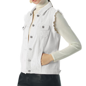 Chaleco Vaquero para Mujer con Logotipo Personalizado con Impresión Nuevo Diseño Moderno Cómodo Ajuste Relajado Chaleco Vaquero para Mujer - Product Image 4