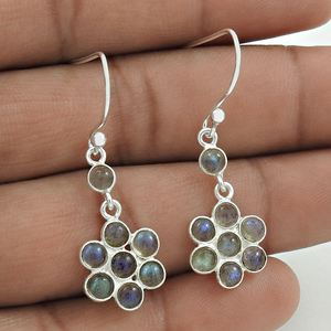 Design antique 925 argent Sterling Vintage naturel bleu Labradorite fait à la main en gros pierres précieuses boucle d'oreille bijoux en argent pour femme - Product Image 1