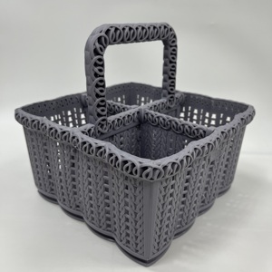 <b>Wholesale</b> OEM ODM Sculpted Designer Plastic Storage Basket with Handle Tasteful <b>Domestic</b> Utility Basket & Boxes - Product Image 3