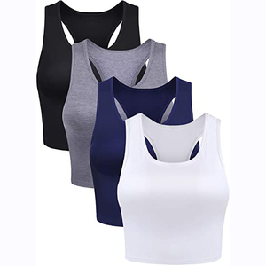 Sleeveless Sexy White Casual Crop Tank Tops Women Yoga Crop tank Top Women Soft Comfortable Breathable Sports Stringer - Product Image 1