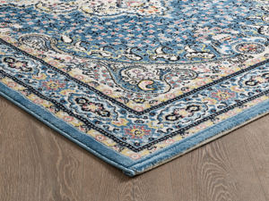 Alfombra turca de lujo hecha a máquina, color azul Shiraz, premium para sala de estar, del fabricante de Gaziantep. - Product Image 3