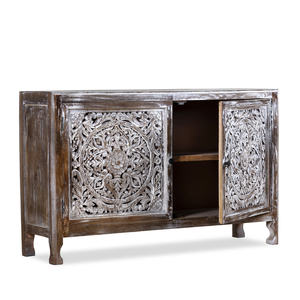 Best Design 100% Pure Solid Mango Wood <b>Sideboard</b> Eco-Friendly Durable 4ft <b>Storage</b> Modern Traditional Handmade Living Room Dining - Product Image 4
