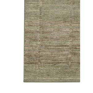 Tapis en laine tissé à la main à rayures vertes Contour, style classique Jaipur FR, pour entrée, salon, couloir, rectangulaire - Hwl-181, épaisseur 10 mm, grand modèle - Product Image 4