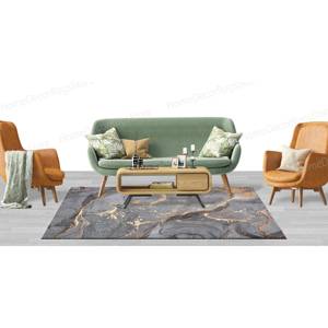 Tapis imprimé marbre gris et or : luxe moderne pour la maison, avec tapis à poils doux - Product Image 3