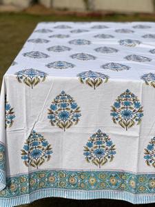 Couverture de table à manger imprimée en blocs de coton nappe artisanale décor de fête de mariage et d'événement couverture de table de cuisine cadeau pour invité - Product Image 2