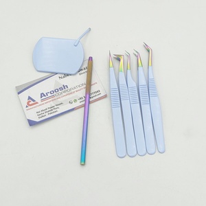 Pinzas para pestañas Dumont de acero inoxidable sostenibles al por mayor, multipunta recubierta de color azul bebé con logotipo personalizado - Product Image 5