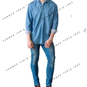 T-shirt 100% en coton biologique pour hommes, vêtements de rue décontractés, manches longues et surdimensionnées, mode tricotée imprimée numériquement unie - Product Image 1