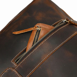 Sac de voyage en cuir de vachette pleine fleur Weekender Duffle avec compartiment à chaussures sac de voyage en cuir véritable de grande capacité - Product Image 5