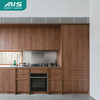 AIS 2025 armoire de rangement de cuisine en bois massif plaqué marron de Chine ensemble de meubles de rangement de cuisine en gros avec îlot