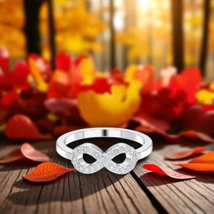 Infinity Shape 0,20 Quilates, juego de pavé de diamante redondo cultivado en laboratorio, anillo de compromiso de lujo, K 10, 14K, 18K, oro macizo, unisex, quilates - Product Image 6