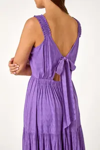 Summer New Arrival Rayon Solid <b>Purple</b> Solor Summer Long Sleeveless <b>Dress</b> Light and Airy <b>for</b> Effortless Beach and Vacation Looks - Product Image 5