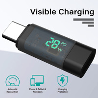 PD28W Adaptateur d'extension USB C femelle vers USB C mâle à affichage numérique Testeur de puissance de type C