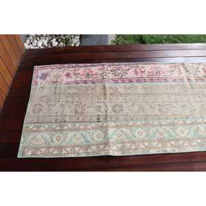 Vintage 2.7x8.6 ft <b>Rug</b>, Turkish <b>Runner</b> <b>Rug</b>, White Southwestern <b>Rug</b> - Product Image 5